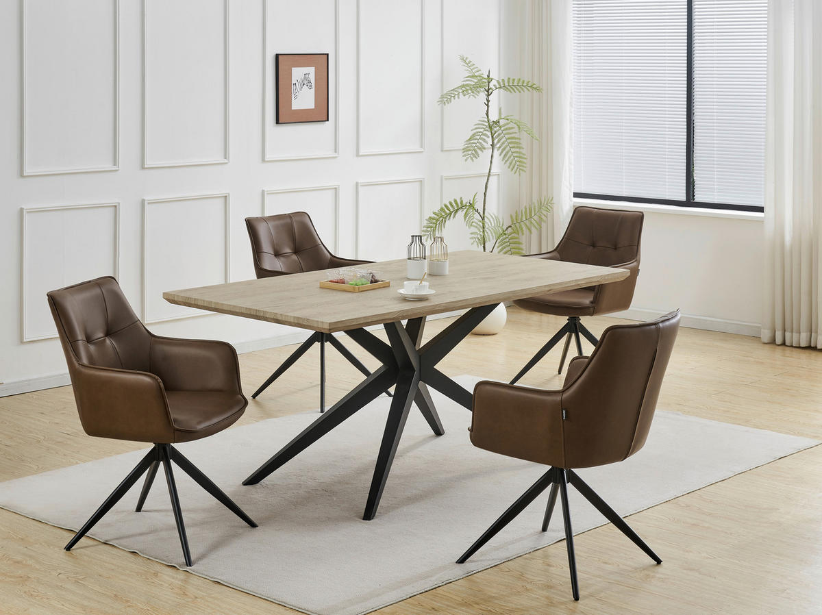 STOLICA S NASLONOM ZA RUKE  smeđa, crna  drvo, metal, tekstil      - smeđa/crna, Moderno, drvo/metal (58/87/61,5cm) - Livetastic