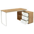 ECKSCHREIBTISCH 156/100/75 cm Silberfarben, Weiß, Eiche Artisan  - Silberfarben/Weiß, Design, Holzwerkstoff/Metall (156/100/75cm) - Carryhome