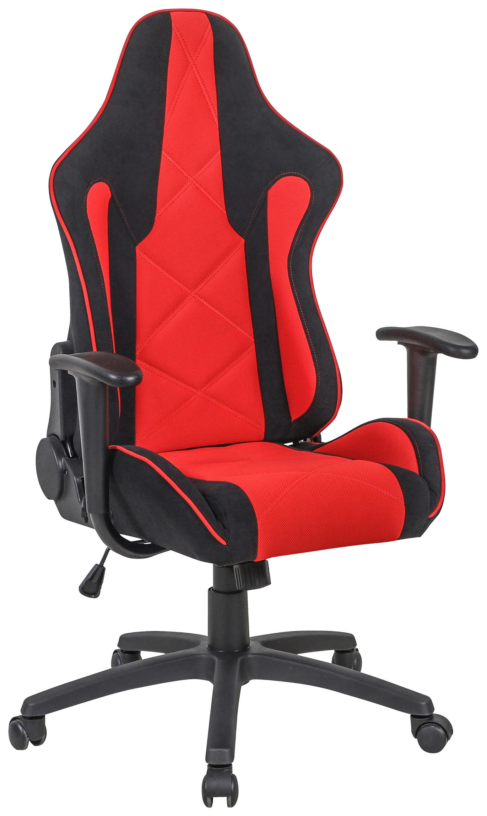 GAMING STOL umetna masa, tekstil rdeča, črna  - rdeča/črna, Design, umetna masa/tekstil (64/120-130/51cm) - Novel