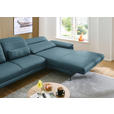 ECKSOFA in Echtleder Blau  - Blau/Schwarz, Design, Leder/Metall (332/193cm) - Dieter Knoll