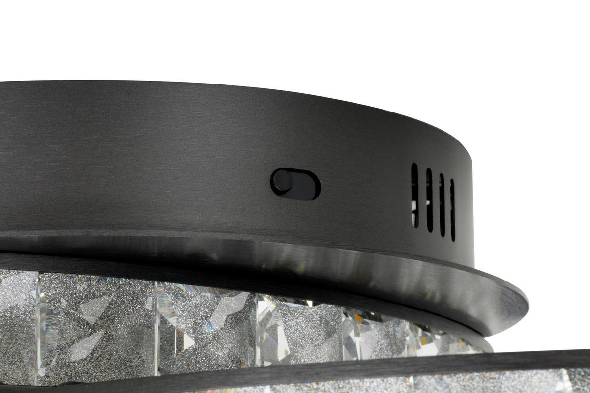 LED-DECKENLEUCHTE Elora 64/15 cm  - Schwarz, Design, Glas/Metall (64/15cm) - Novel