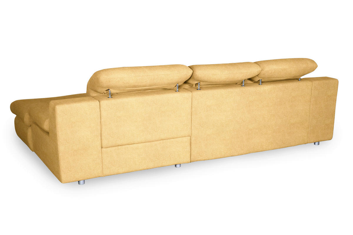 ECKSOFA in Chenille Gelb  - Chromfarben/Gelb, Design, Textil/Metall (286/165cm) - Livetastic