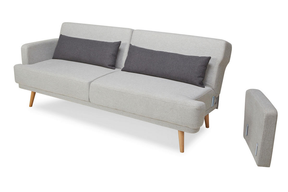 3-SITZER-SOFA Webstoff Hellgrau  - Dunkelgrau/Hellgrau, MODERN, Holz/Textil (214/83/86cm) - Livetastic