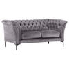 CHESTERFIELD-SOFA in Flachgewebe Hellgrau  - Hellgrau/Schwarz, Lifestyle, Textil/Metall (195/80/100cm) - Landscape