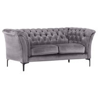 CHESTERFIELD-SOFA in Flachgewebe Hellgrau  - Hellgrau/Schwarz, LIFESTYLE, Textil/Metall (195/80/100cm) - Landscape