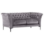 CHESTERFIELD-SOFA in Flachgewebe Hellgrau  - Hellgrau/Schwarz, LIFESTYLE, Textil/Metall (195/80/100cm) - Landscape