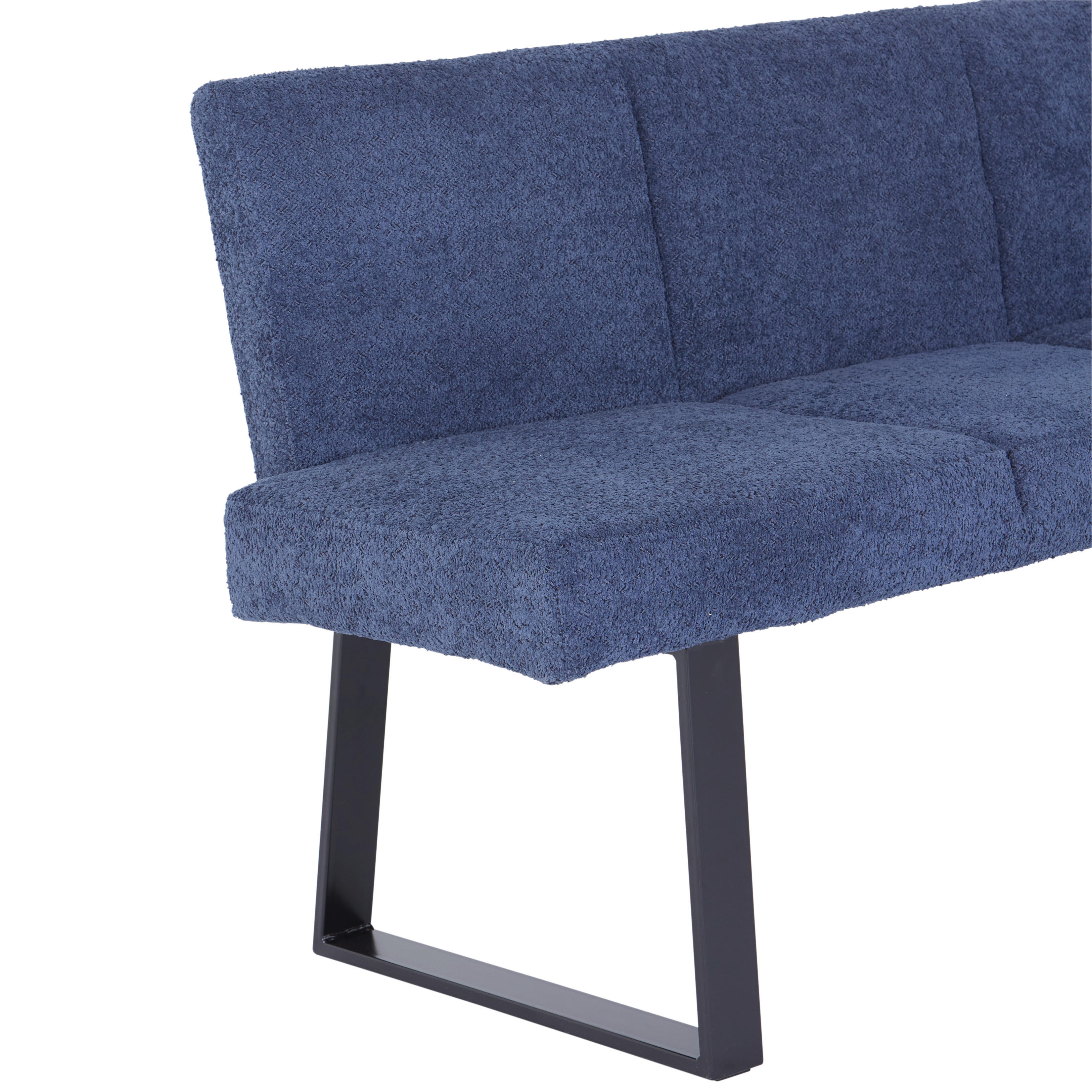 ECKBANK 150/190 cm Leinenoptik Dunkelblau   - Schwarz/Dunkelblau, MODERN, Textil/Metall (150/190cm) - MID.YOU