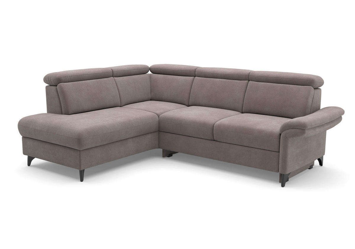 ECKSOFA Flachgewebe Taupe  - Taupe/Schwarz, Konventionell, Textil/Metall (193/247cm) - Sit & More