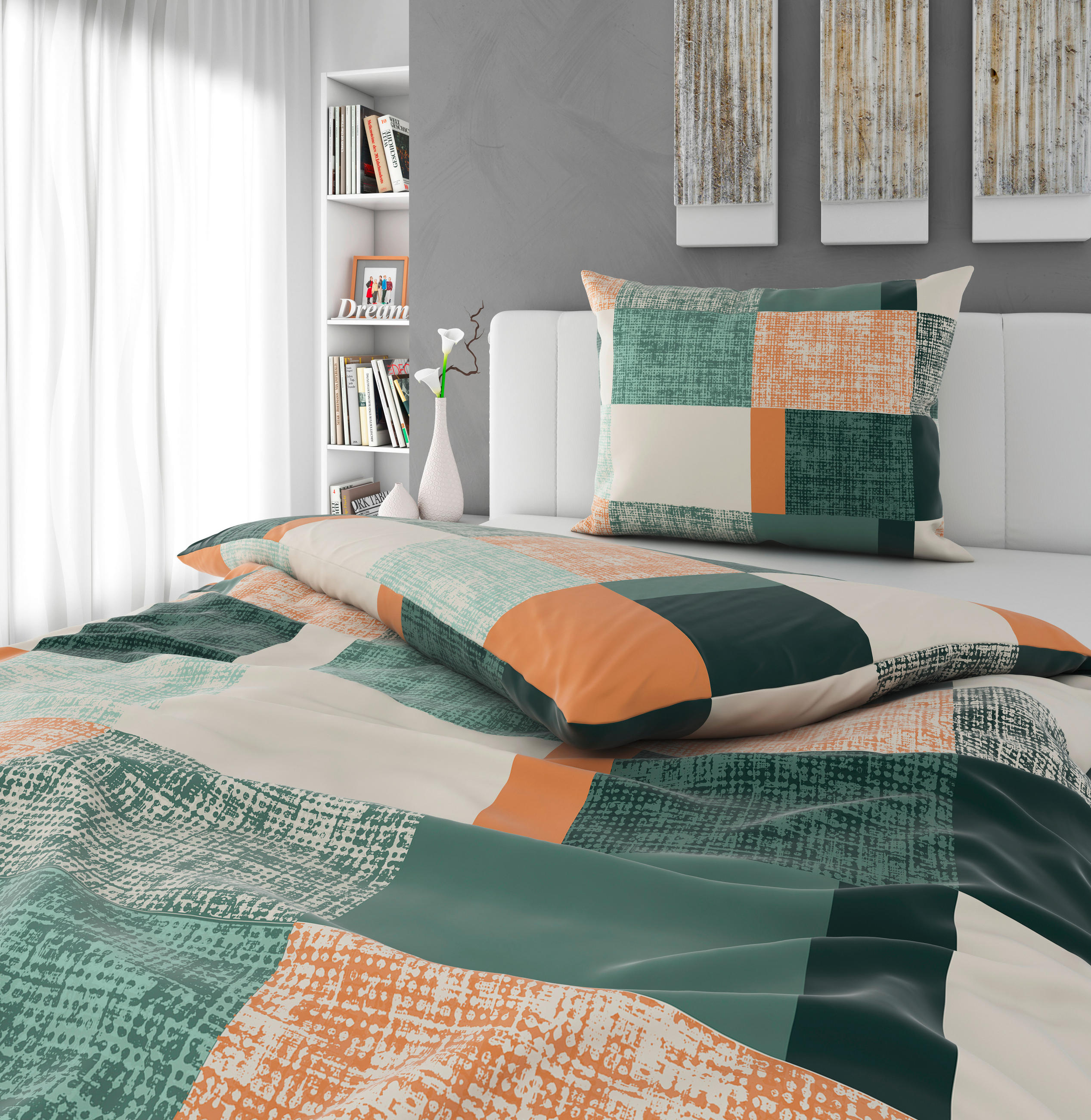 BETTWÄSCHE CUBY Satin 140/200 cm  - Grün, KONVENTIONELL, Textil (140/200cm) - Esposa