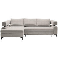 ECKSOFA in Chenille Beige  - Beige/Schwarz, KONVENTIONELL, Textil/Metall (184/265cm) - Hom`in