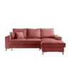 ECKSOFA Koralle Cord  - Koralle/Schwarz, MODERN, Textil/Metall (240/150cm) - Livetastic