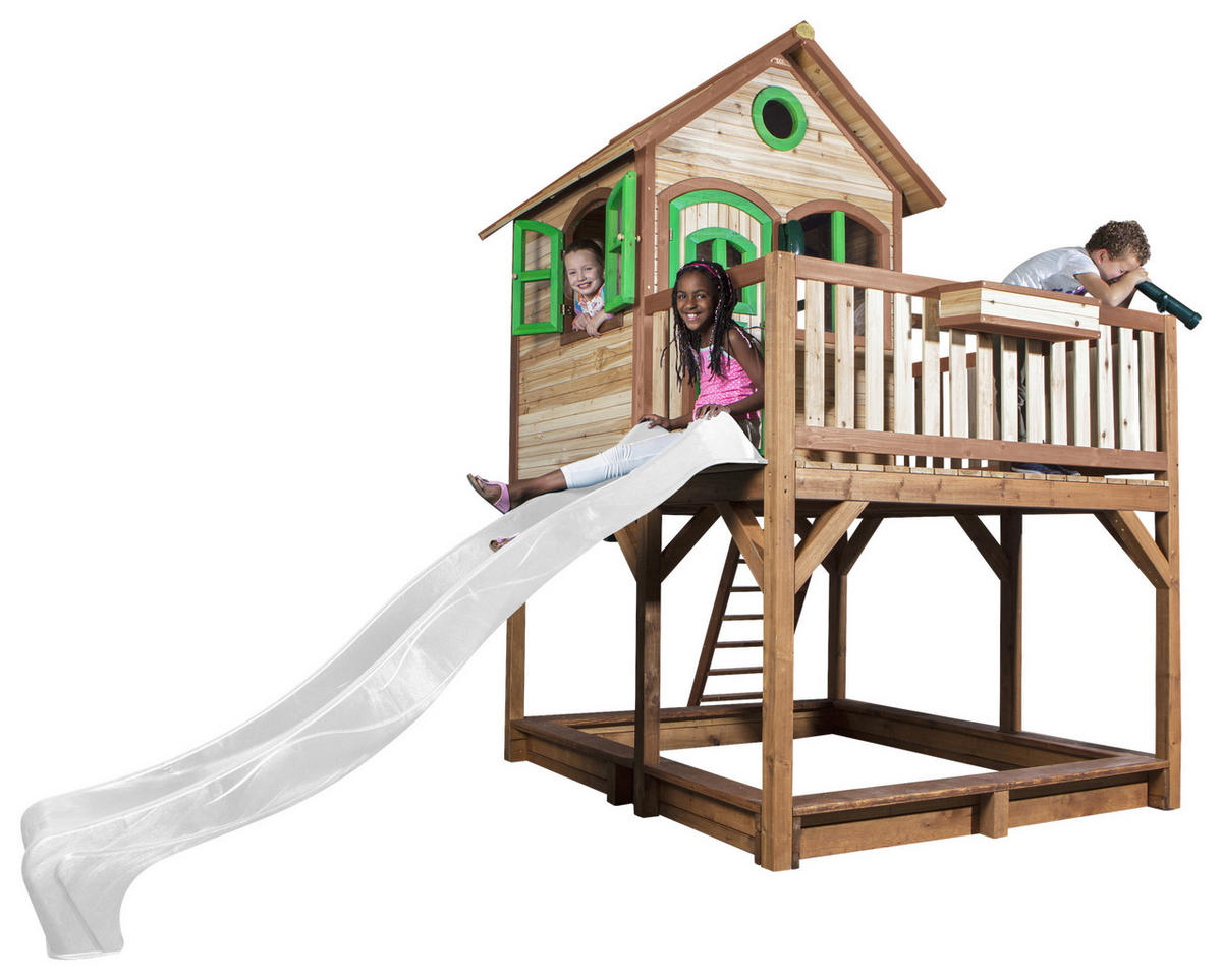 SPIELTURM 377/291/255 cm  - Braun/Weiß, KONVENTIONELL, Holz (377/291/255cm) - Ambia Garden