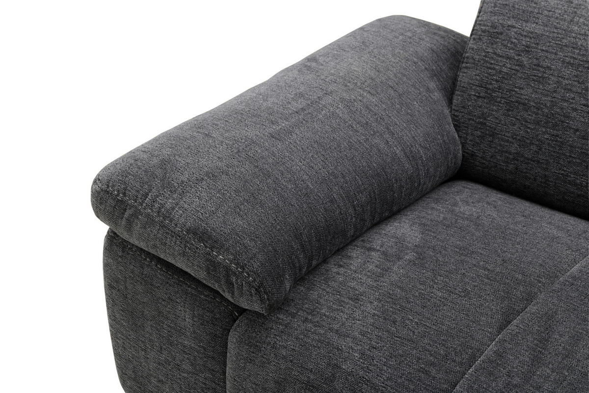 ECKSOFA Dunkelgrau Chenille  - Dunkelgrau/Silberfarben, Design, Textil/Metall (262/175cm) - Livetastic