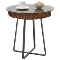 BEISTELLTISCH 52/52/52 cm Kerneiche vollmassiv Anthrazit, Eichefarben, Bronzefarben rund  - Eichefarben/Anthrazit, Design, Glas/Holz (52/52/52cm) - Valnatura