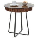 BEISTELLTISCH in Holz, Metall, Glas 52/52/52 cm  - Eichefarben/Anthrazit, Design, Glas/Holz (52/52/52cm) - Valnatura