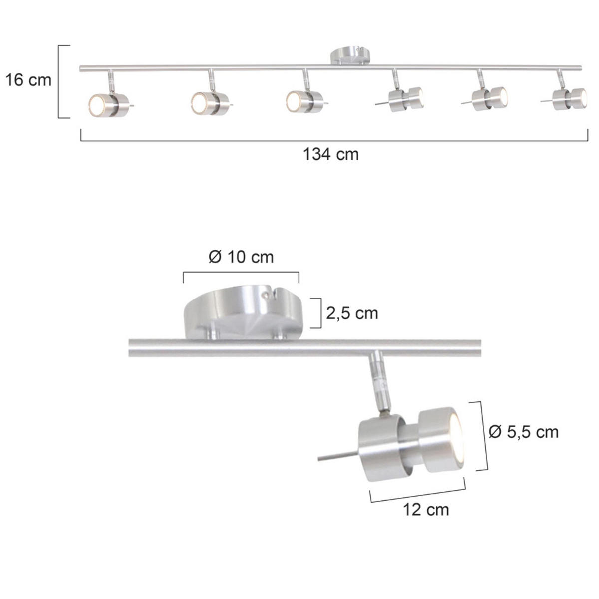 DECKENLEUCHTE     - Silberfarben, Trend, Metall (18/12/134cm)