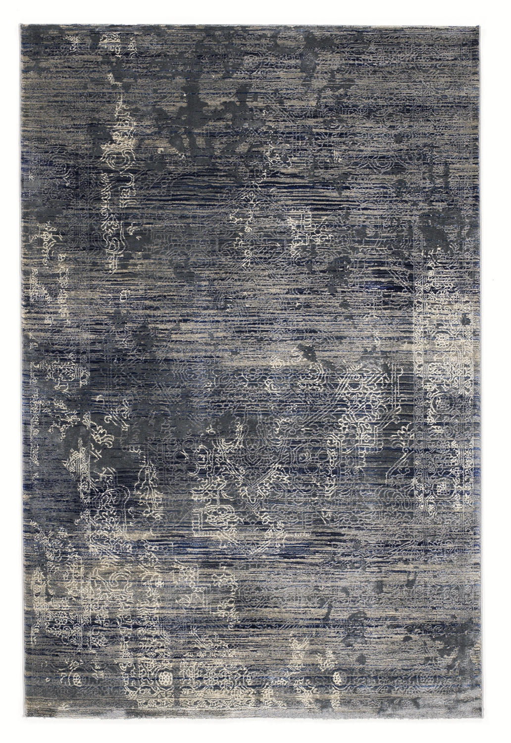 Musterring Flachwebeteppich Wave Kontura Blau, Creme 140x200 cm