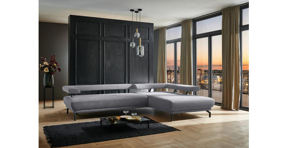 ECKSOFA in Chenille Grau  305/224 cm  - Schwarz/Grau, Design, Textil/Metall (305/224cm) - Dieter Knoll