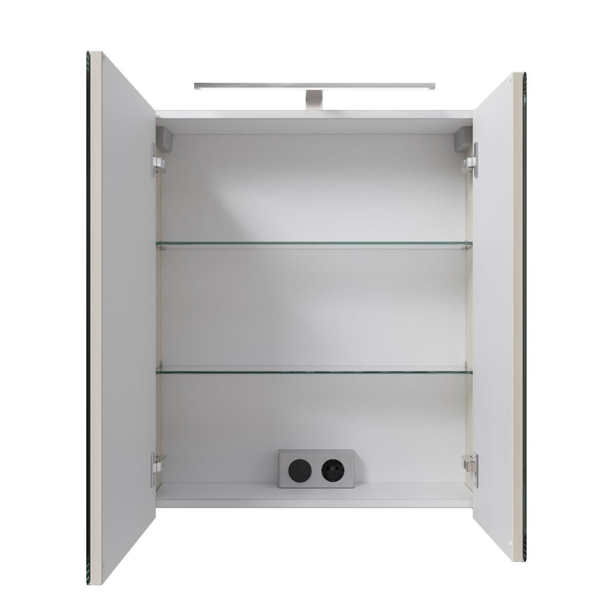 TÜKRÖS SZEKRÉNY  - króm/kasmír, Konventionell, faalapú anyag/Üveg (60cm) - Sadena