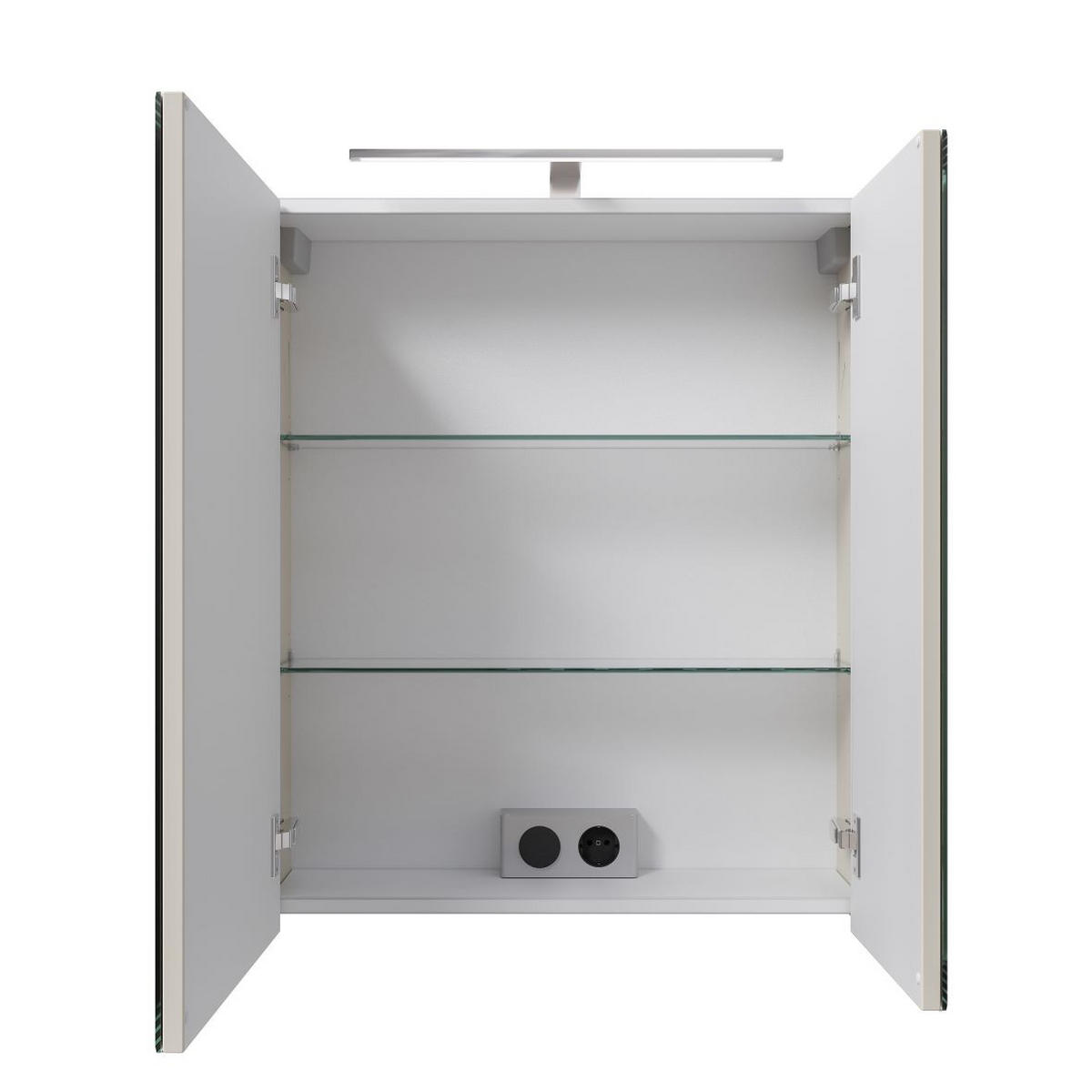 TÜKRÖS SZEKRÉNY  - króm/kasmír, Konventionell, faalapú anyag/Üveg (60cm) - Sadena