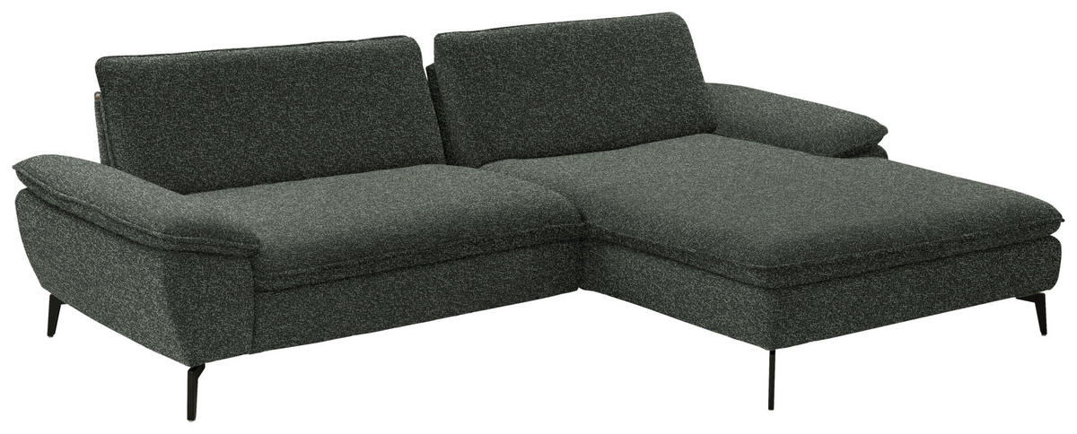 ECKSOFA in Webstoff Dunkelgrün  - Dunkelgrün/Schwarz, Design, Textil/Metall (295/197cm) - Valdera