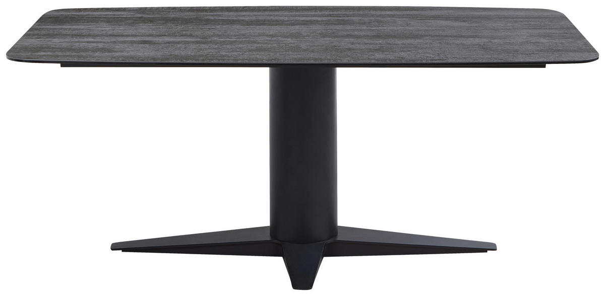 ESSTISCH in Metall, Glas, Keramik 180/90/76-106 cm  - Dunkelgrau/Schwarz, Design, Glas/Keramik (180/90/76-106cm) - Emilio Belluti