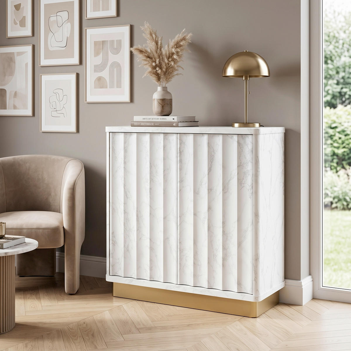 HIGHBOARD Rene Scallop 81/81/40 cm  - Weiss, Design, Holzwerkstoff/Metall (81/81/40cm) - MID.YOU