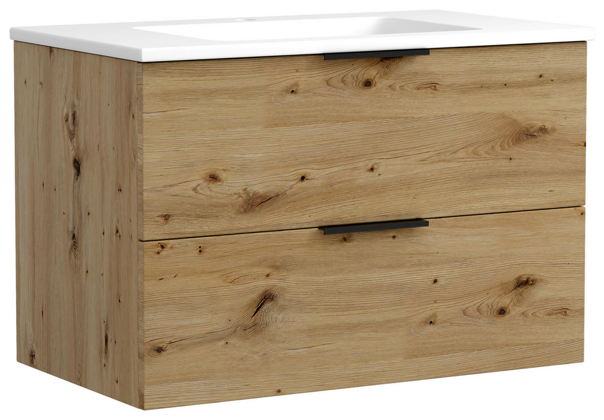 WASCHTISCHKOMBI 80 cm  - Schwarz/Eiche Artisan, MODERN, Keramik/Holzwerkstoff (80cm) - Held