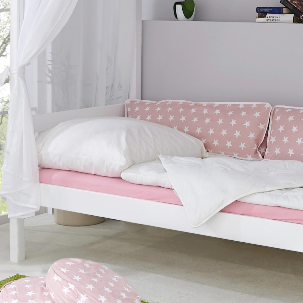 HIMMELBETT 90/200 cm  in Rosa, Weiß  - Weiß/Rosa, MODERN, Holz (90/200cm) - MID.YOU