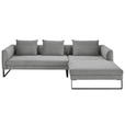 ECKSOFA  in Feincord Grau  284/178 cm  - Schwarz/Grau, KONVENTIONELL, Textil/Metall (284/178cm) - Hom`in