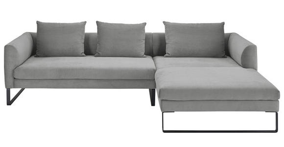 ECKSOFA  in Feincord Grau  284/178 cm  - Schwarz/Grau, KONVENTIONELL, Textil/Metall (284/178cm) - Hom`in