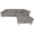 ECKSOFA in Cord Dunkelgrau  - Dunkelgrau/Silberfarben, Design, Textil/Metall (257/226cm) - Xora