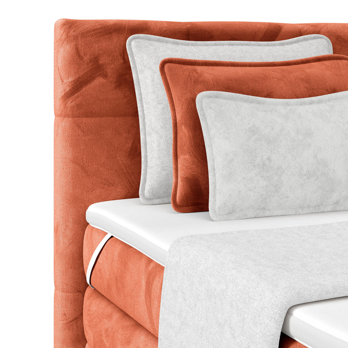 BOXSPRINGBETT 160/200 cm,  in Rostfarben, gepolstertes Kopfteil, Bettkasten, Topper, Matratzen, H4 + H4 = sehr fest  - Rostfarben, KONVENTIONELL, Holz/Holzwerkstoff (160/200cm) - Luca Bessoni