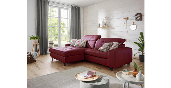 WOHNLANDSCHAFT in Leder Rot - Rot/Schwarz, Natur, Leder/Metall (262/187cm) - Dieter Knoll