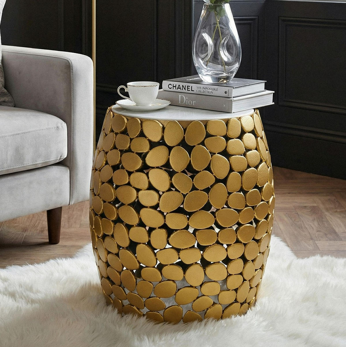 POMOĆNI STOLIĆ zlatne boje  metal   - zlatne boje, Design, kamen/metal (40/46/40cm) - Livetastic