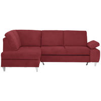 ECKSOFA in Flachgewebe Rot  - Silberfarben/Rot, Konventionell, Holz/Textil (186/255cm) - Cantus
