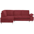 ECKSOFA in Flachgewebe Rot  - Silberfarben/Rot, KONVENTIONELL, Holz/Textil (186/255cm) - Cantus