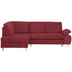 ECKSOFA in Flachgewebe Rot  - Silberfarben/Rot, KONVENTIONELL, Holz/Textil (186/255cm) - Cantus