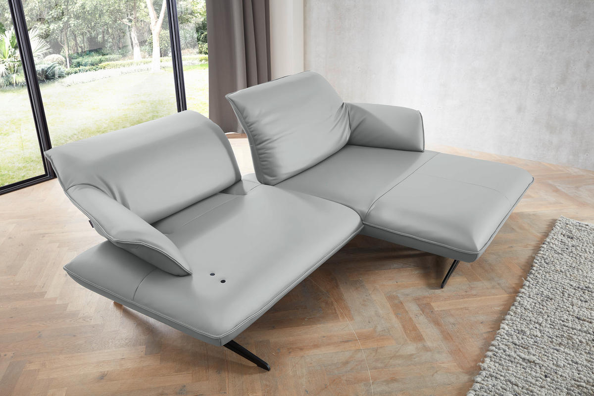 ECKSOFA in Echtleder Hellgrau  252/169 cm  - Beige/Hellgrau, Design, Leder/Metall (252/169cm) - Koinor