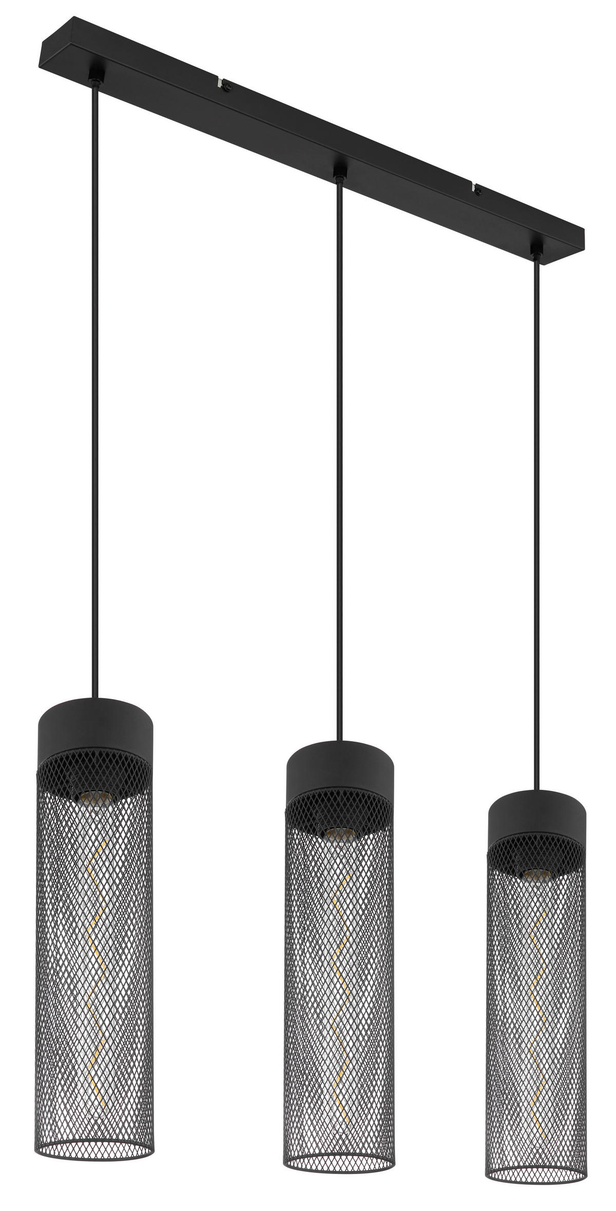 HÄNGELEUCHTE 60/9,5/120 cm   - Schwarz, Design, Metall (60/9,5/120cm) - Globo