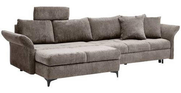 ECKSOFA in Chenille Taupe  - Taupe/Schwarz, KONVENTIONELL, Textil/Metall (291/153cm) - Hom`in