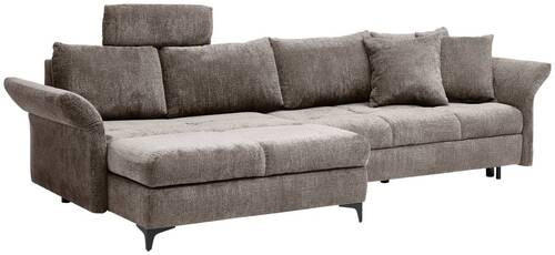 ECKSOFA in Chenille Taupe  - Taupe/Schwarz, Konventionell, Textil/Metall (291/153cm) - Hom`in