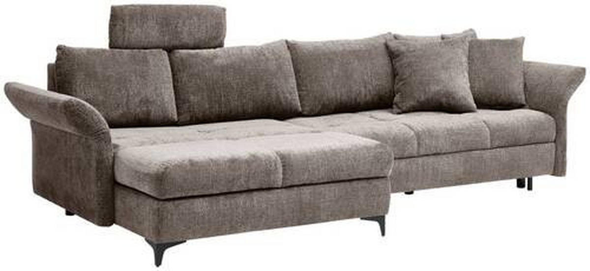 ECKSOFA in Chenille Taupe  - Taupe/Schwarz, KONVENTIONELL, Textil/Metall (291/153cm) - Hom`in