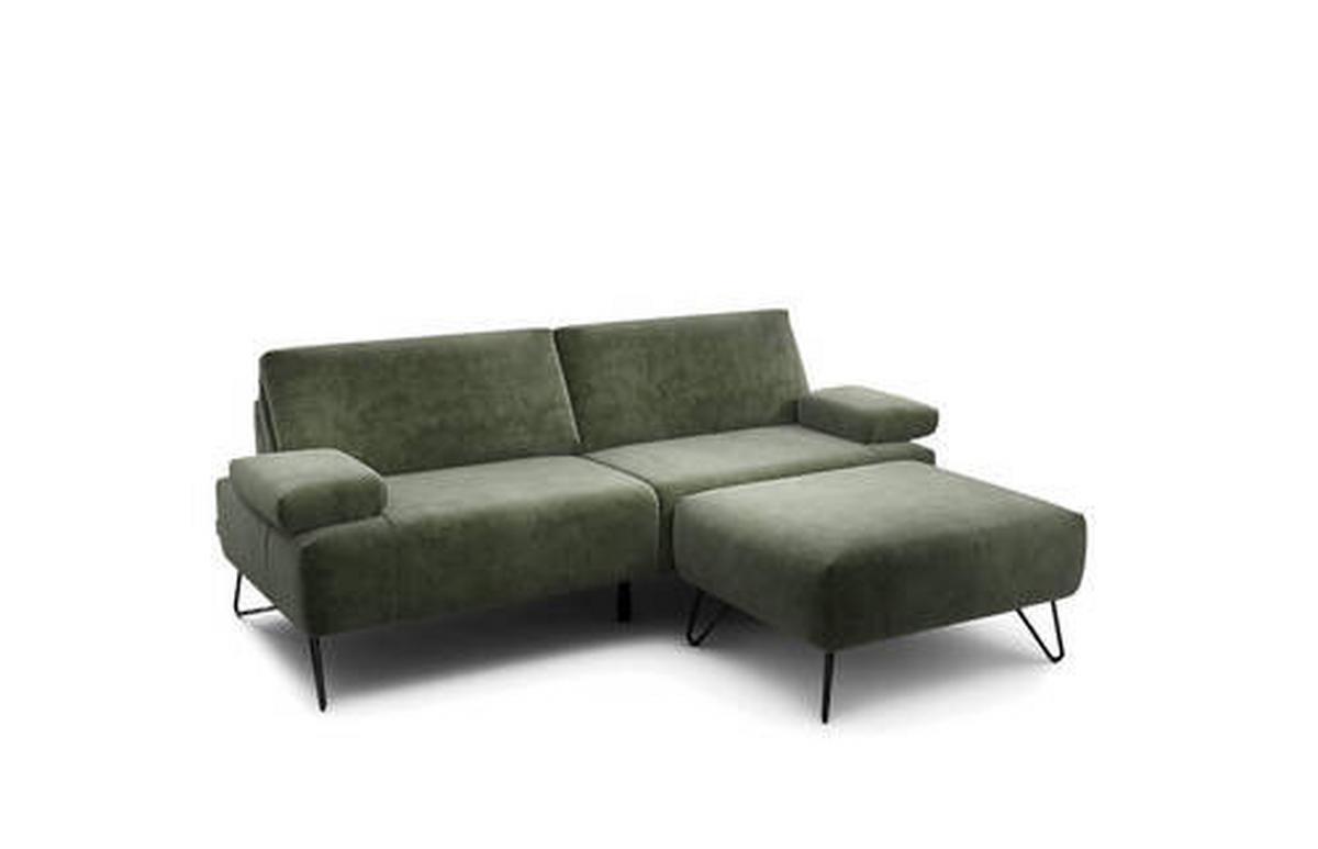2,5-SITZER in Samt Waldgrün  - Waldgrün/Schwarz, Design, Textil/Metall (204-234/85/86-94cm) - SENSOO