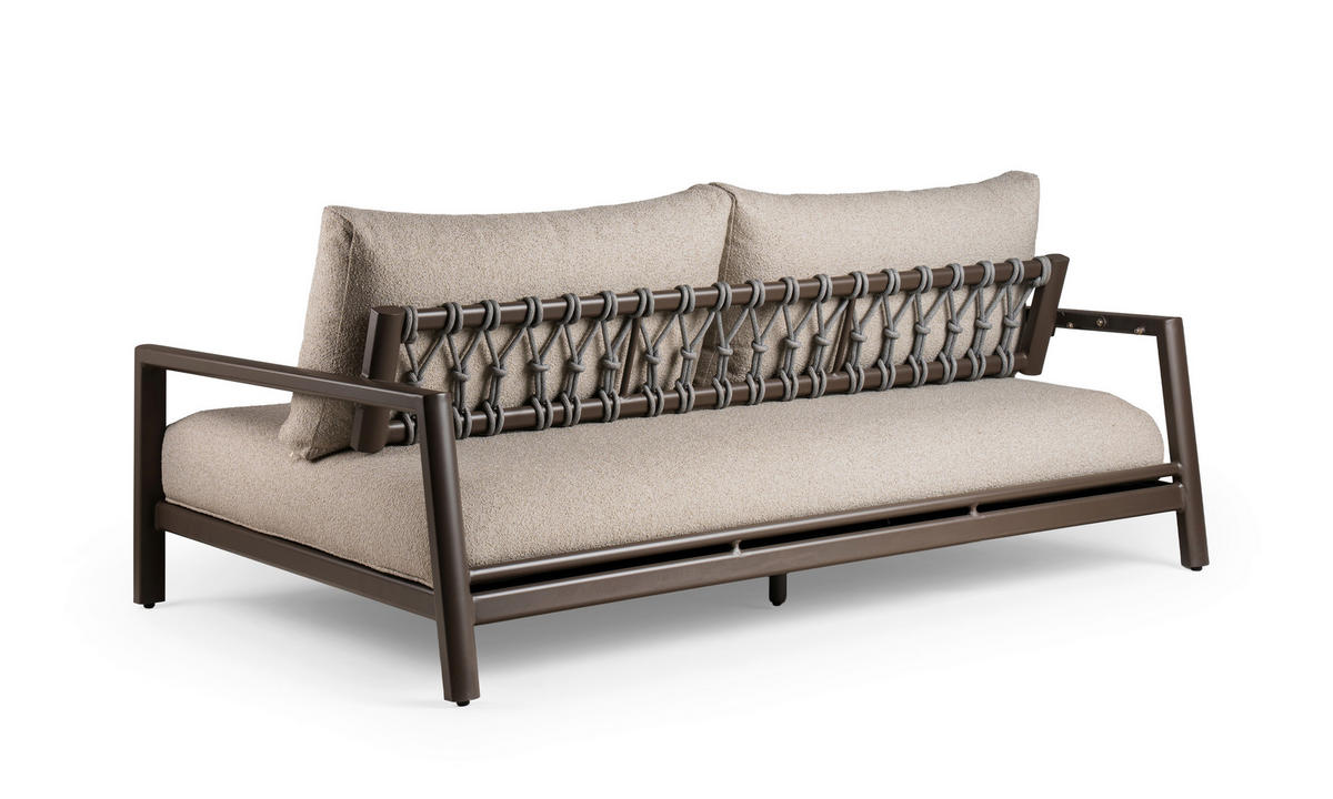 2-SITZER-BANK 207/92/75 cm  in Braun, Creme  - Creme/Braun, MODERN, Textil/Metall (207/92/75cm) - Tierra Outdoor