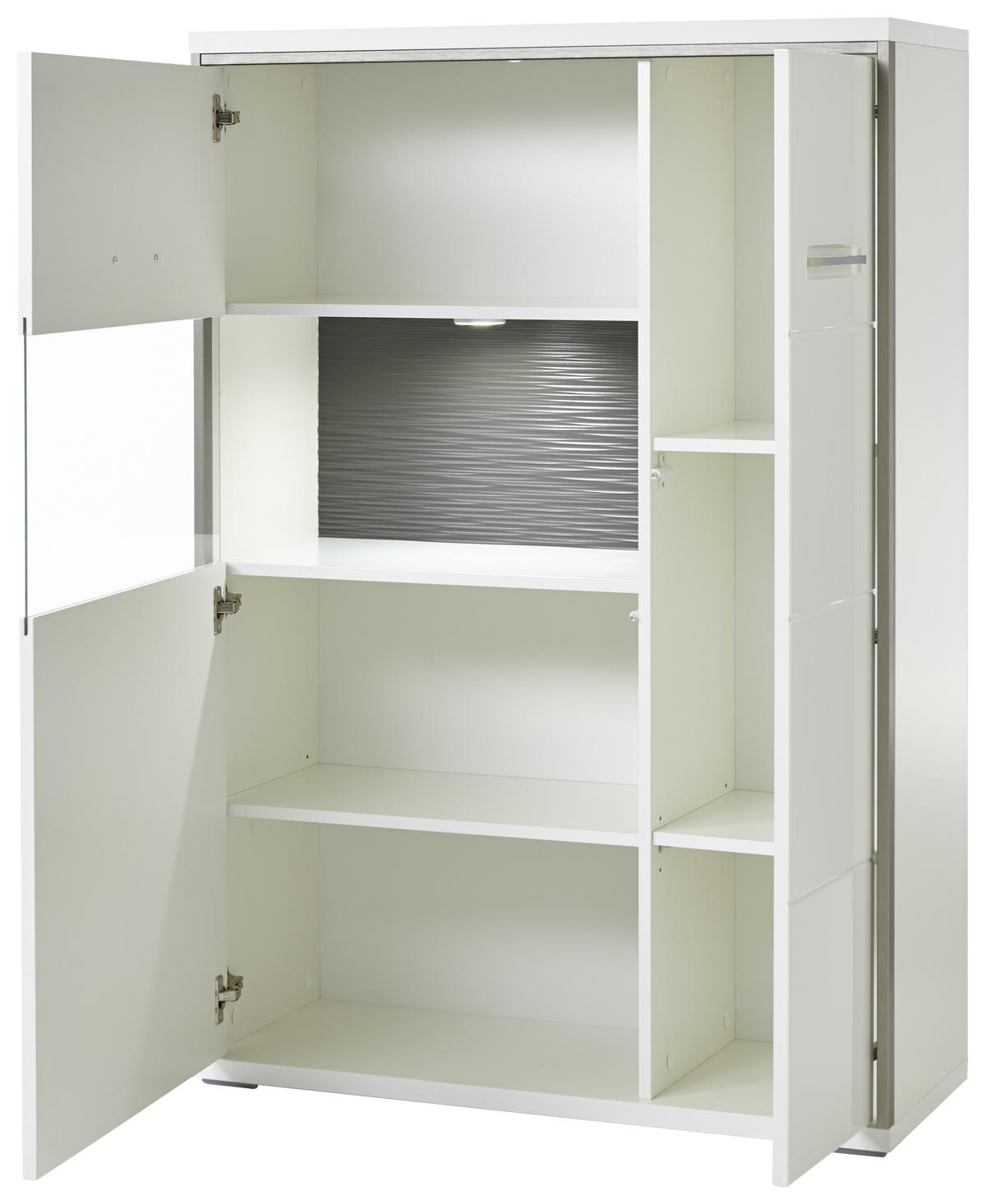 HIGHBOARD Accra  in 94/137/38 cm  - Weiss Hochglanz/Weiss, Design, Glas/Holzwerkstoff (94/137/38cm) - Livetastic