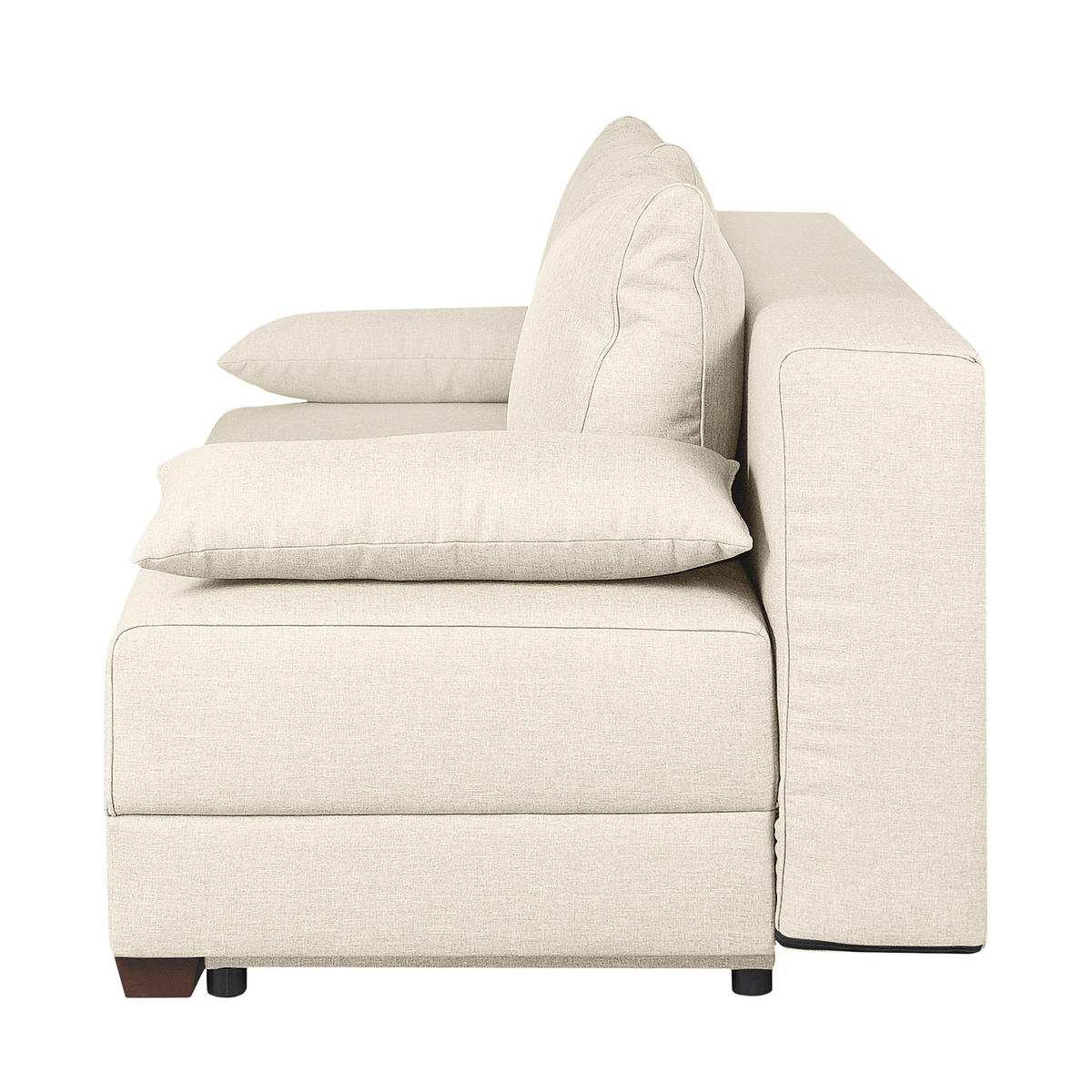 SCHLAFSOFA in Webstoff Creme  - Dunkelbraun/Creme, Design, Holz/Textil (202/85/110cm) - MID.YOU