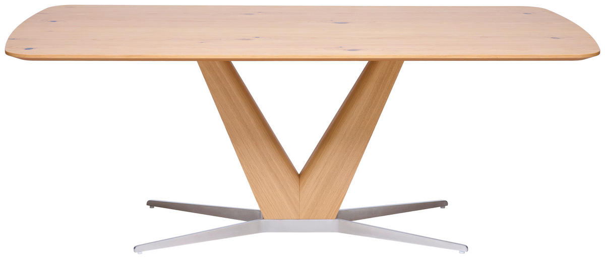 ESSTISCH 180/90/76 cm Echtholz  Holz, Metall in verschiedenen Größen erhältlich, in verschiedenen Holzarten erhältlich, Variantenauswahl rechteckig Edelstahlfarben, Eiche Bianco  - Eiche Bianco/Edelstahlfarben, Design, Holz/Metall (180/90/76cm) - Koinor