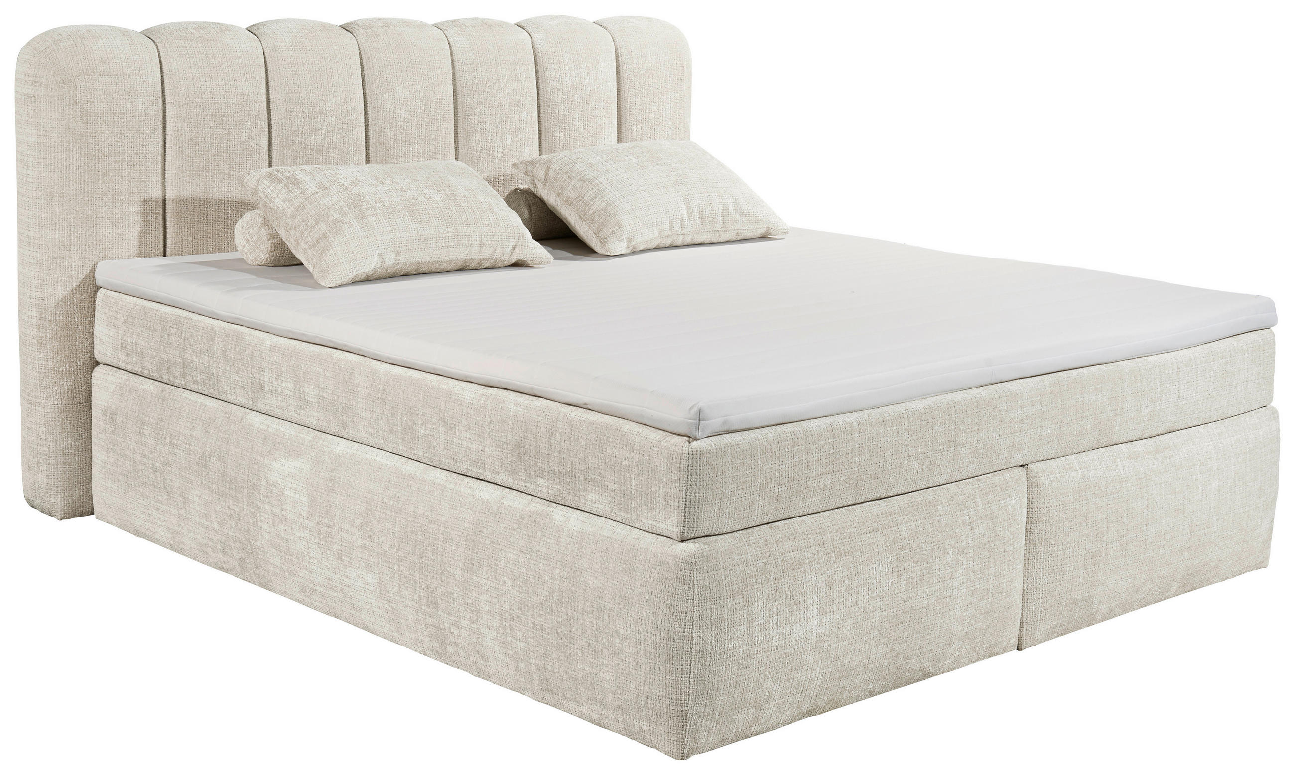 BOXSPRINGBETT 200/220 cm  in Creme  - Creme/Schwarz, LIFESTYLE, Holzwerkstoff/Kunststoff (200/220cm) - Boxxx