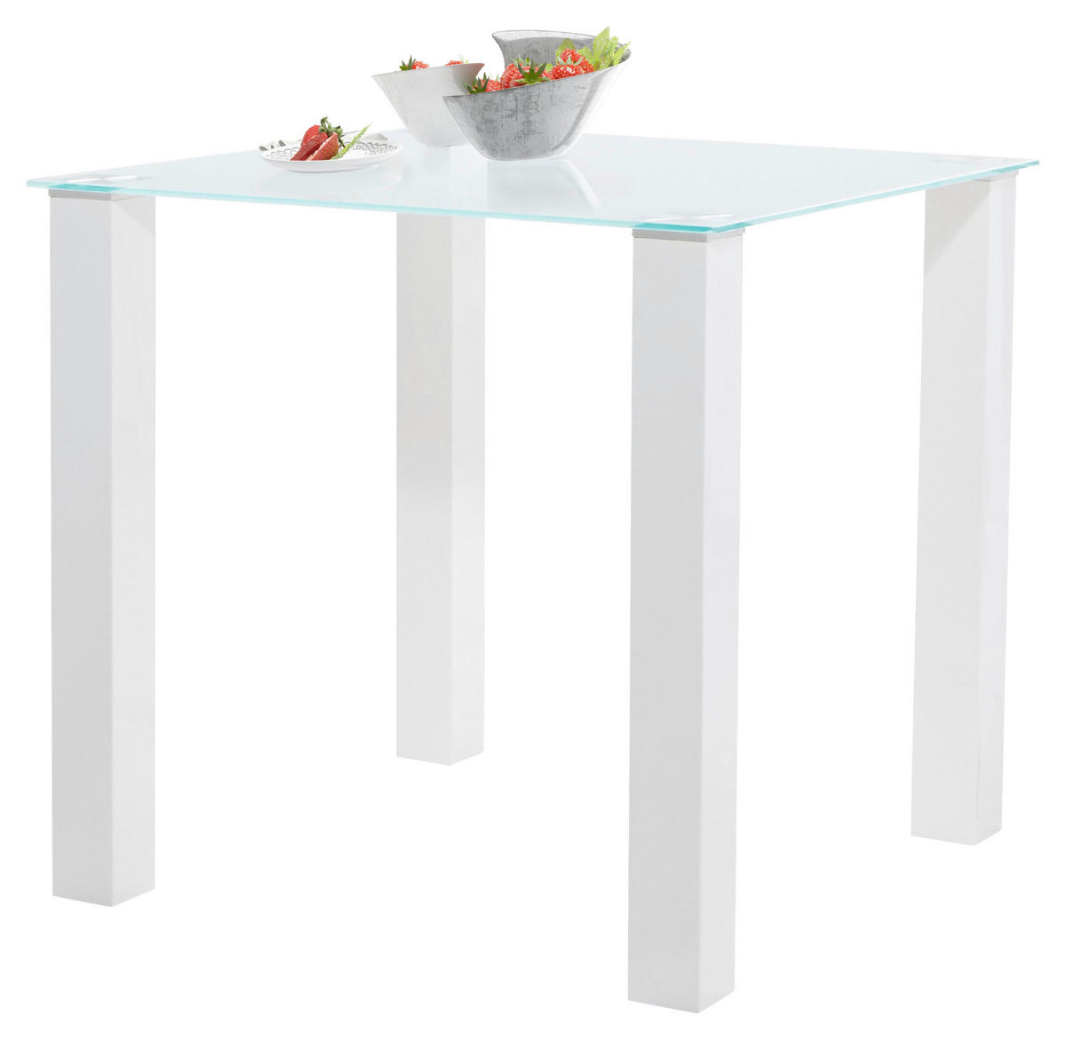 ESSTISCH in Glas, Holzwerkstoff 80/80/76 cm  - Weiß Hochglanz/Weiß, Design, Glas/Holzwerkstoff (80/80/76cm) - MID.YOU